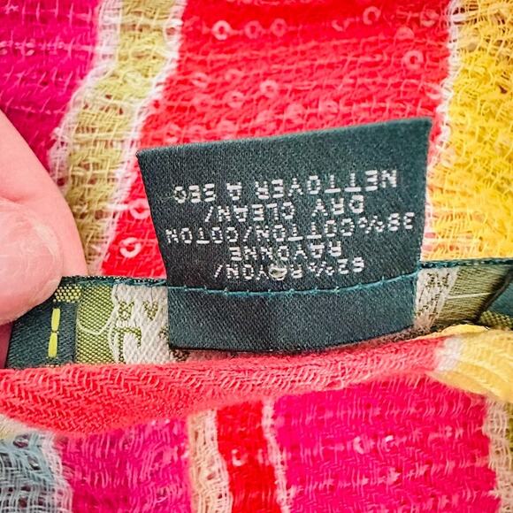 Lauren Ralph Lauren Scarf Women's Striped Sequin Infinity Loop Scarf Pink Yellow - Picture 4 of 4